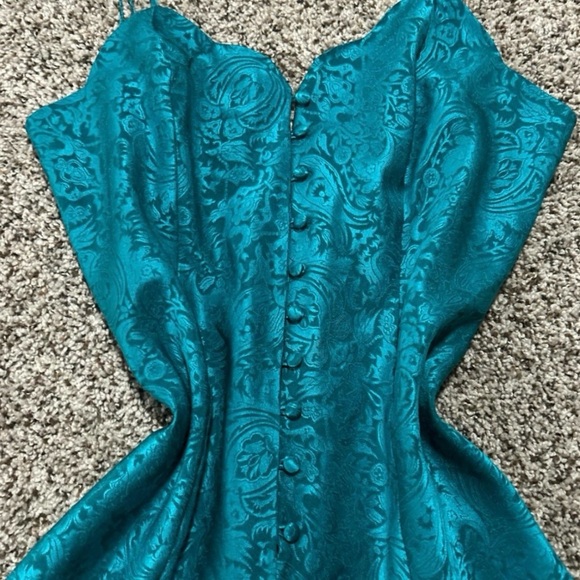 Victoria's Secret Gold Label Vintage 1990s Green Babydoll Chemise Sleeveless - Picture 2 of 5